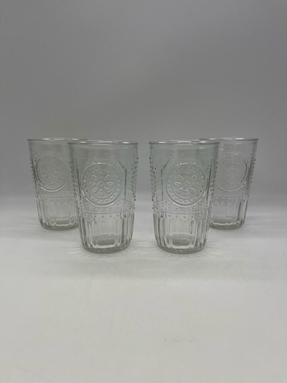 Set of 4 Bormioli Rocco Romantic Clear 10.25 Ounce Water Glasses Italy